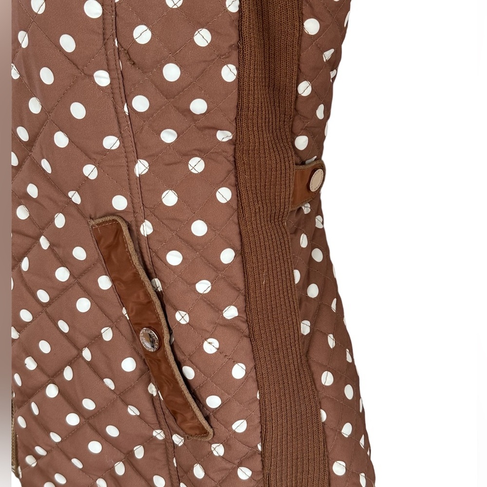 Puffer Vest Size Small Women’s Lightweight Like New Zip-up,Pockets,Brown/white - Picture 6 of 6